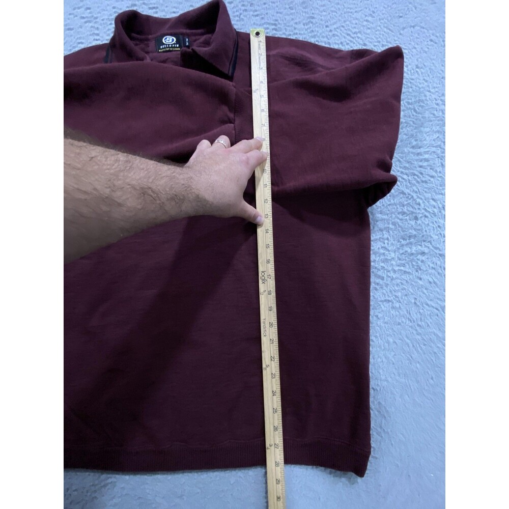 Bulletin Polo Shirt Mens Medium Maroon Whistler Since 1965 Long Sleeve Cotton - Picture 7 of 12